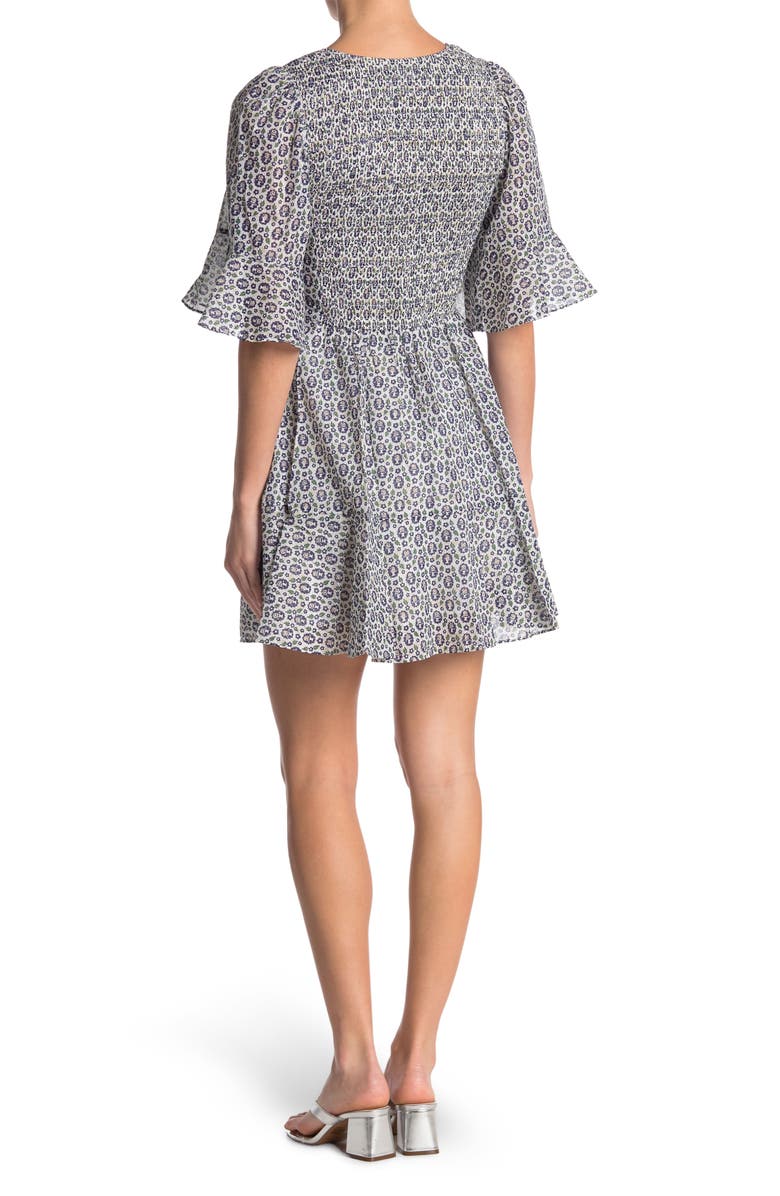 La Vie Rebecca Taylor Petula Flutter Sleeve Smocked Dress, Alternate, color, 