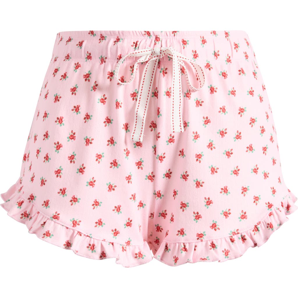Pj Salvage Crazy For The Holidays Brushed Pointelle Pajama Shorts In Pink