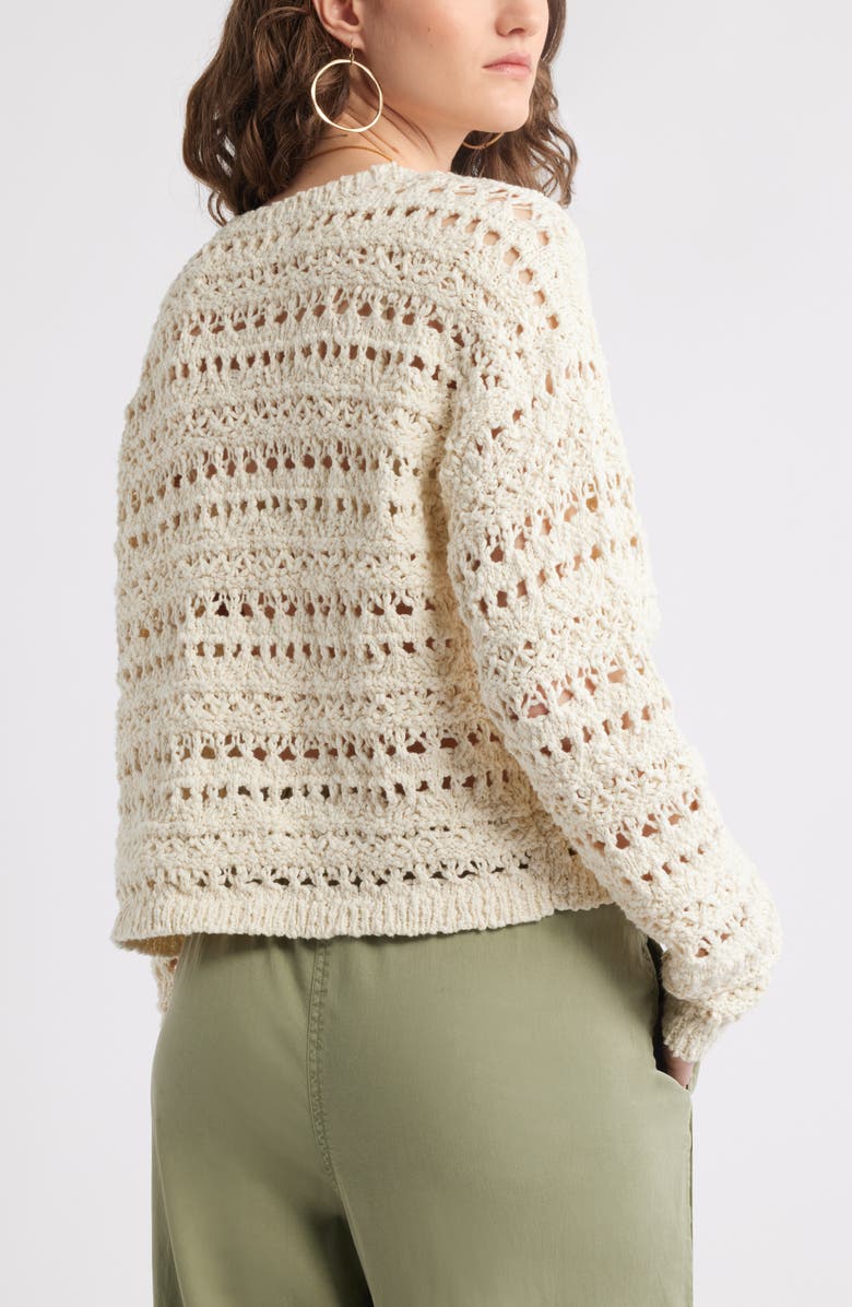 Treasure & Bond Open Stitch Cotton Sweater, Alternate, color, Ivory Dove