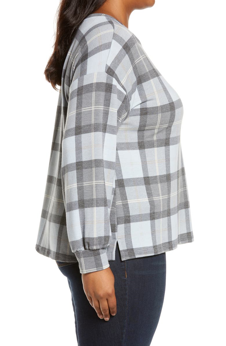 Bobeau French Terry Plaid Shirt, Alternate, color,