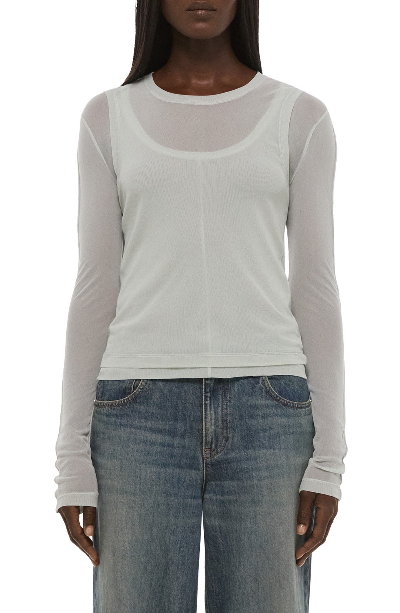 Layered Mesh Long Sleeve T-Shirt - image 3