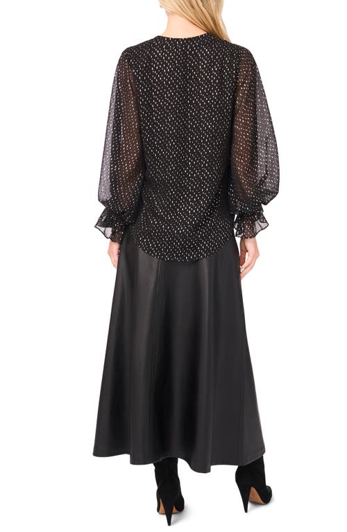 Vince Camuto Foil Print Chiffon Top In Black