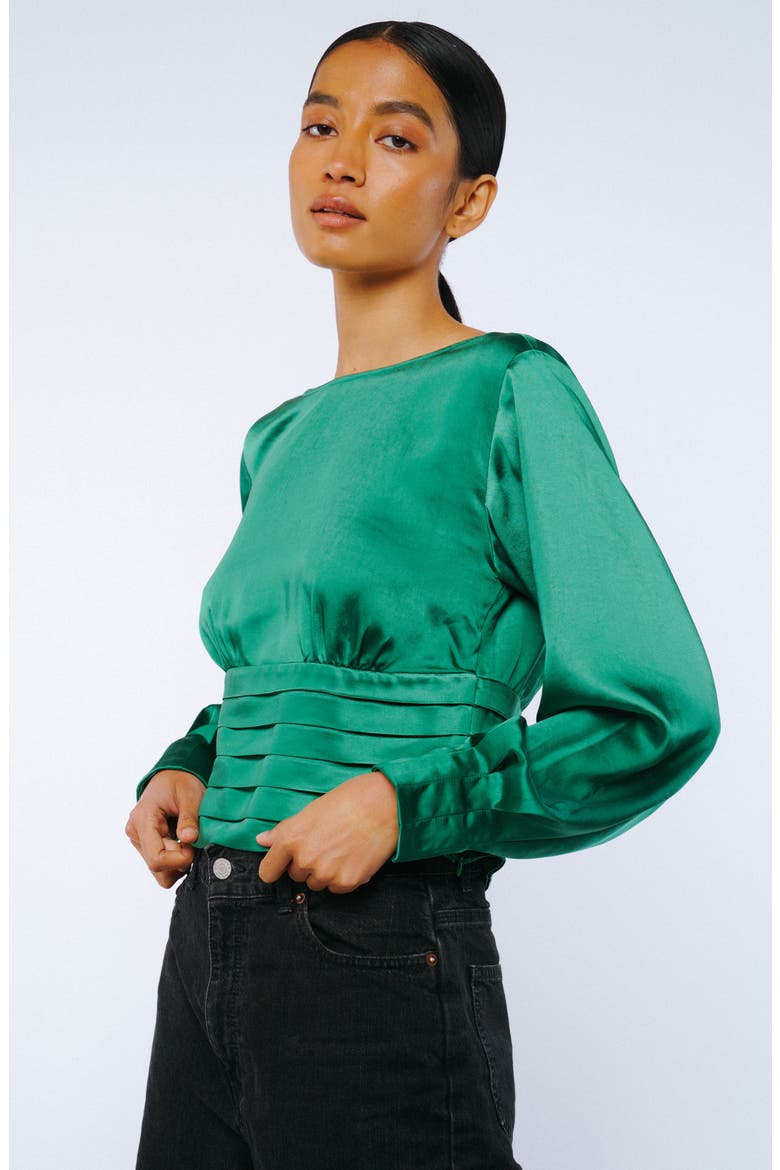 Fosi Satin Top, Alternate, color, GREEN