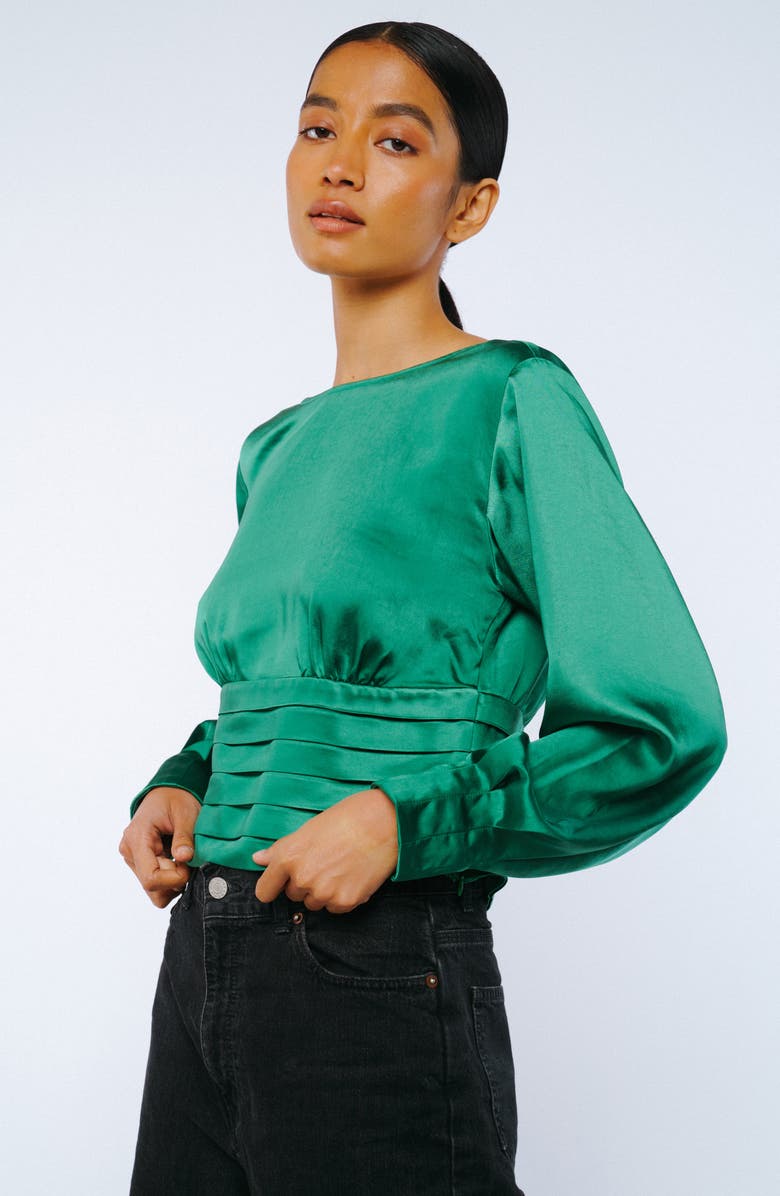 CIEBON Fosi Satin Top, Alternate, color, Green