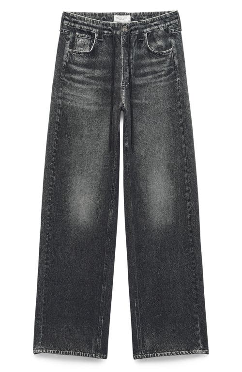 Rag & Bone Miramar Pull-on Wide Leg Cotton Terry Sweatpant Jeans In Black