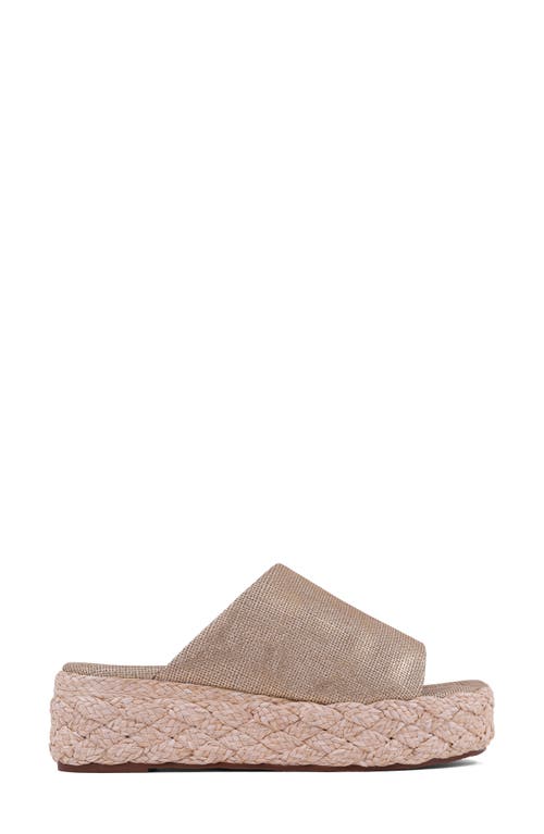 Shushop Lizzie Jute Platform Slide Sandal In Gold