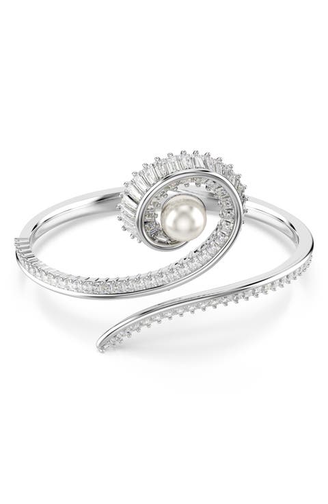 x Ariana Grande Treble Clef Crystal & Faux Pearl Bangle Bracelet