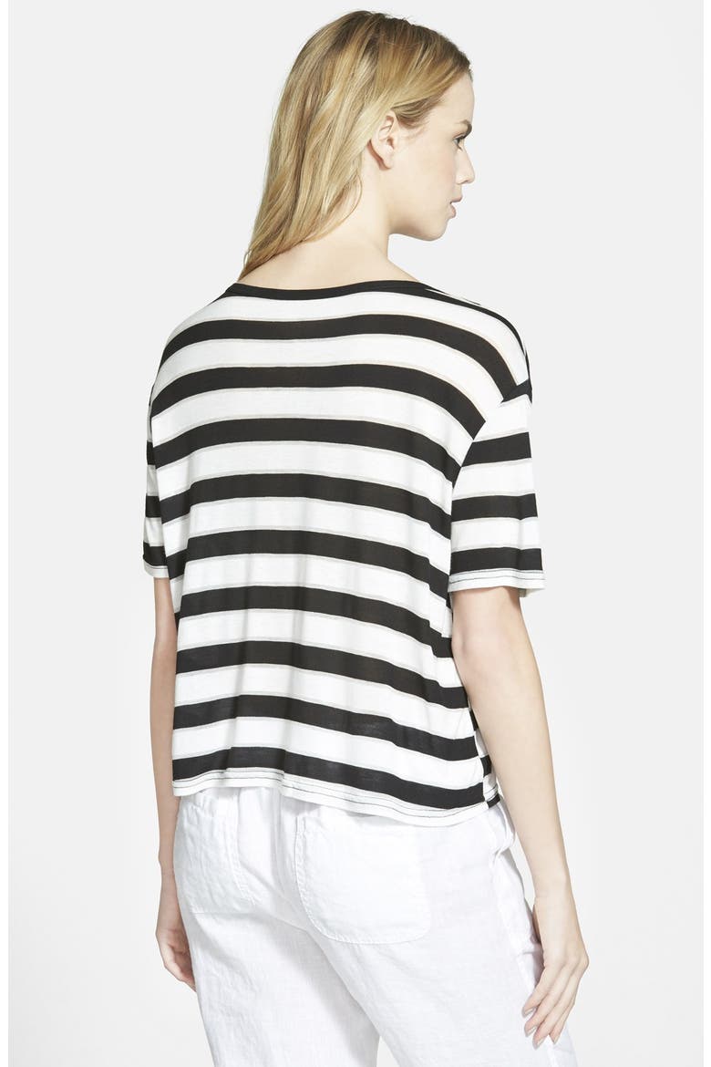 Stripe Short Sleeve Tee, Alternate, color, BURNOUT BLACK STRIPE COMBO