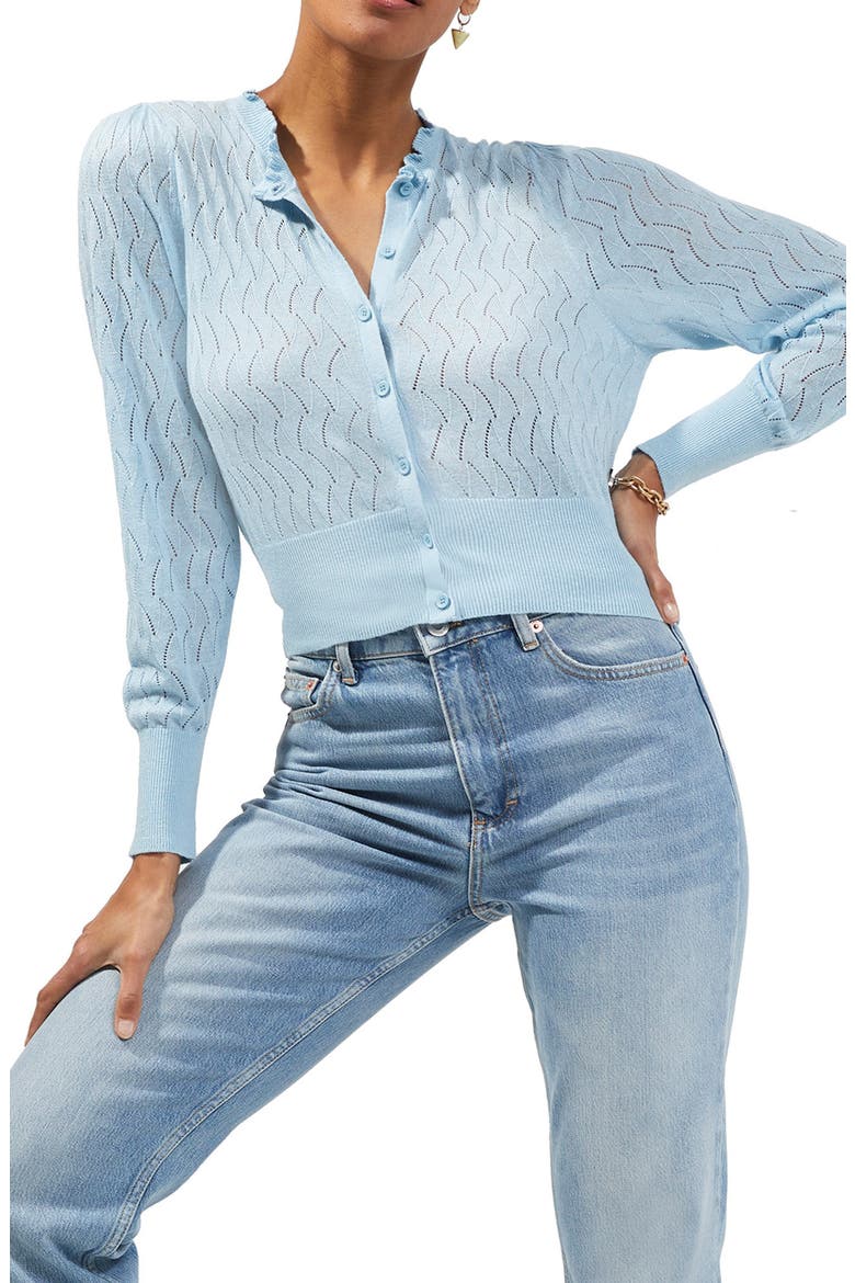 Jessica Lace Stitch Cardigan, Main, color, FORGET ME NOT