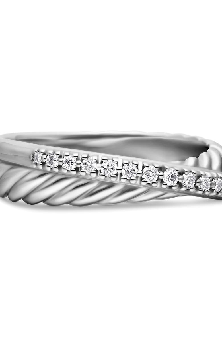 David Yurman Crossover Ring with Diamonds, Alternate, color, Silver