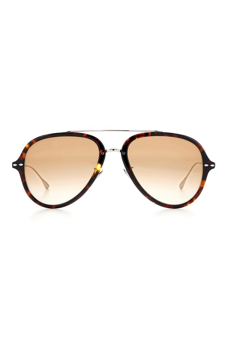 57mm Gradient Aviator Sunglasses, Main, color, HAVANA SILVER/ BROWN GRADIENT