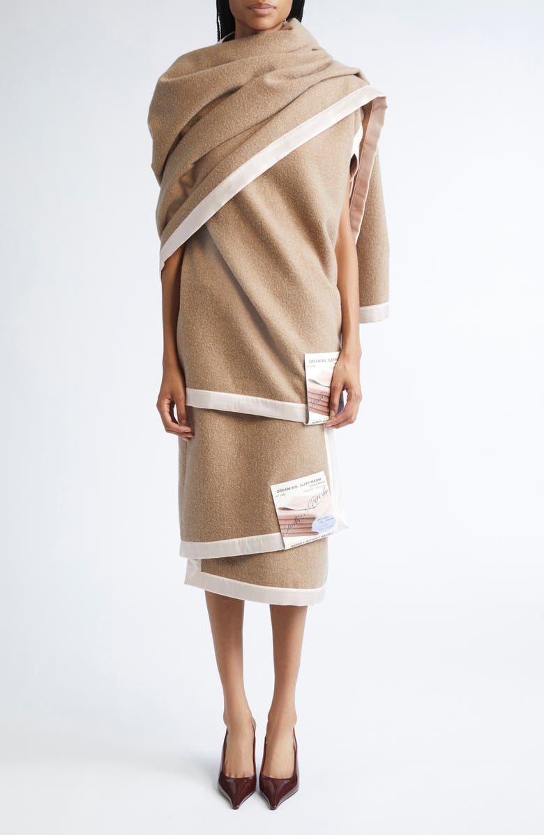 JULIE KEGELS Salome Asymmetric Wool Blend Wrap Skirt, Alternate, color, Camel