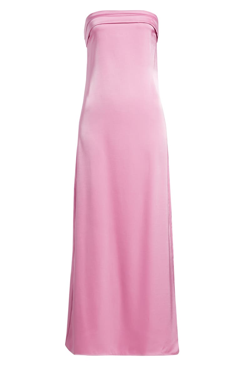 Strapless Satin Gown, Alternate, color, PINK MOONLITE