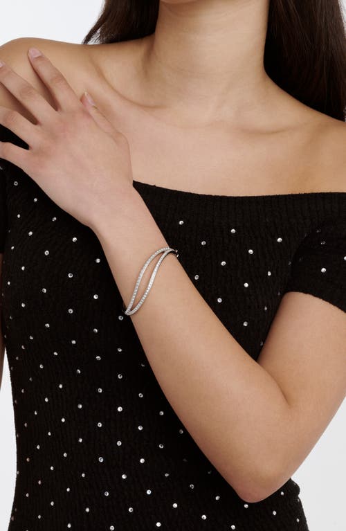 Ted Baker Wavie Faux Pearl & Crystal Hinged Bangle In Metallic