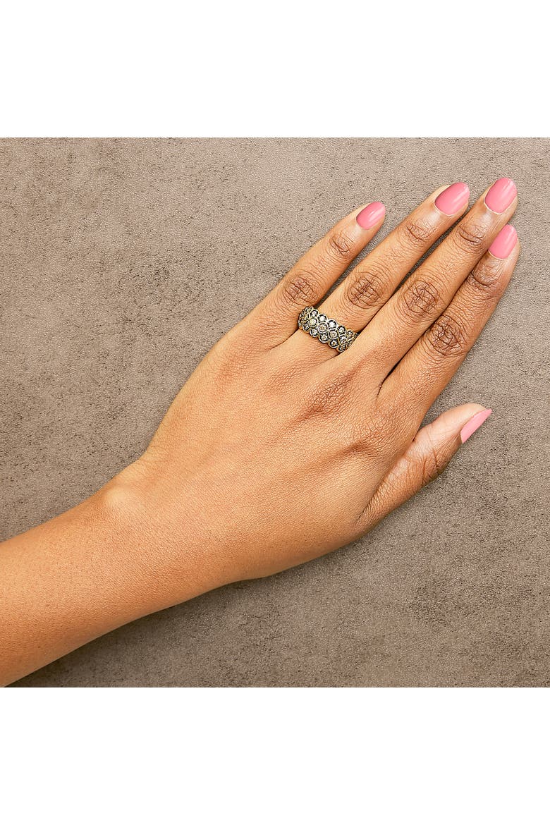 10K Yellow Gold Plated Sterling Silver 1.0 ctw Brown Diamond Scalloped Motif Band Ring, Alternate, color, Yellow Gold over Silver