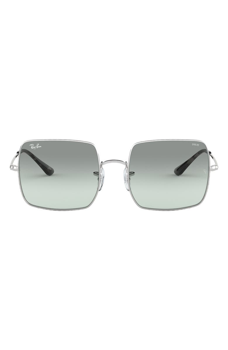 Ray-Ban 54mm Evolve Photochromic Square Sunglasses, Main, color, Silver