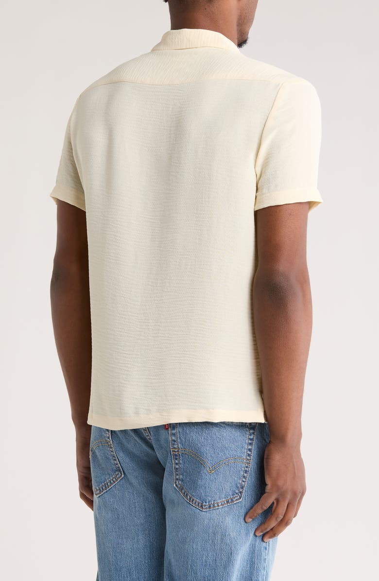 DENIM AND FLOWER Texture Short Sleeve Shirt, Alternate, color, Cream