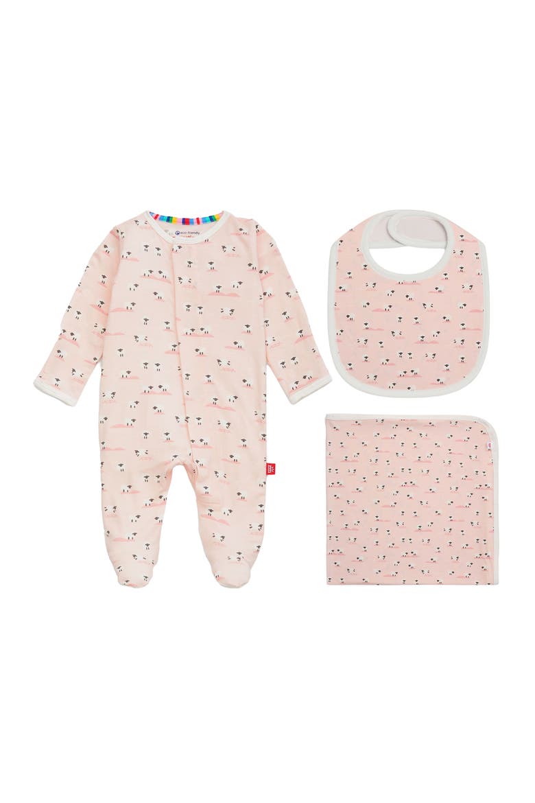 Baa Baa Baby Magnetic Footie, Bib & Blanket Gift Set, Main, color, PINK