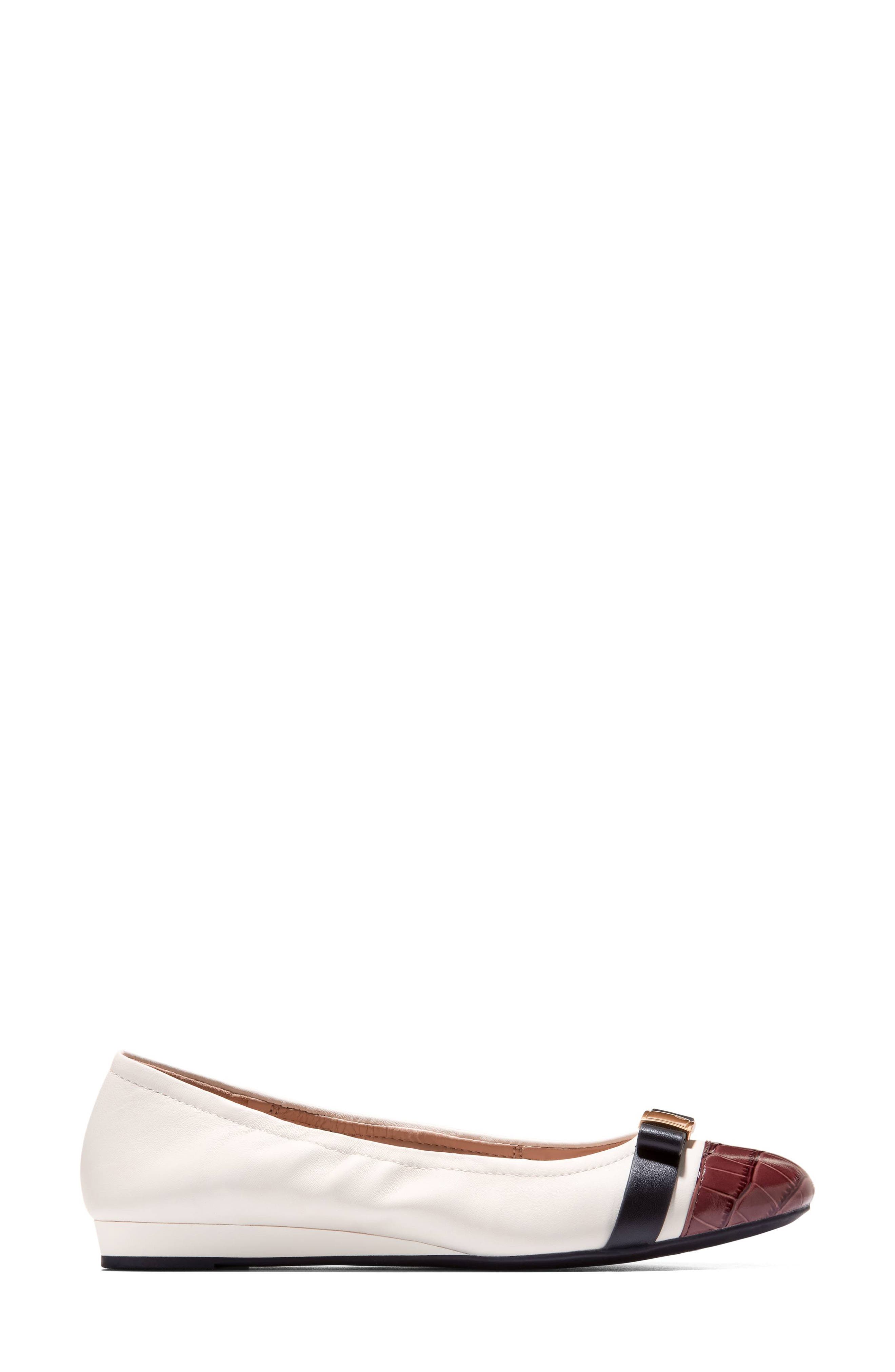 Cole Haan Go-To Tova Bow Ballet Flat, Alternate, color, Powder Leather/ Mahogany Croc