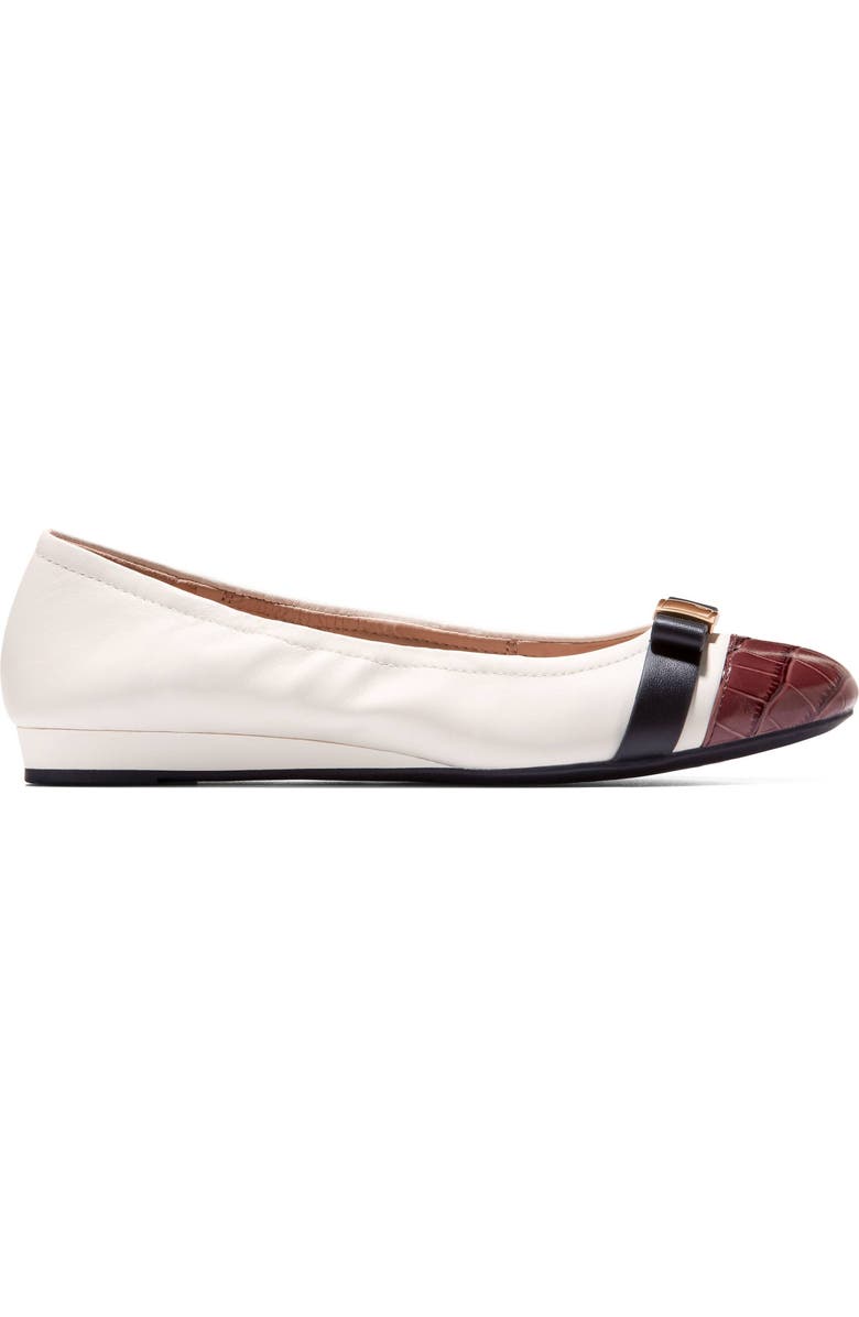 Cole Haan Go-To Tova Bow Ballet Flat, Alternate, color, Powder Leather/ Mahogany Croc