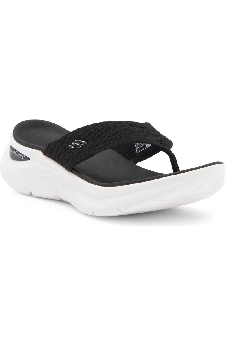 SKECHERS Kamaryn Thong Sandal, Main, color, Black/ White