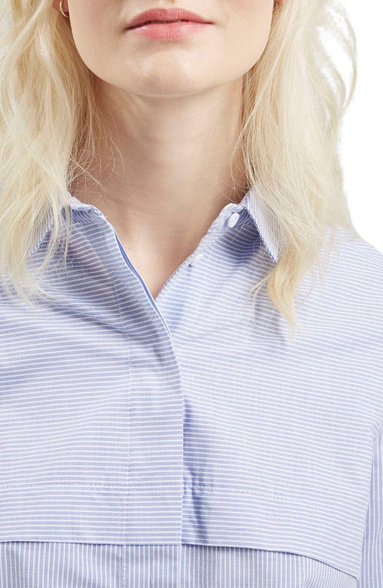 Topshop Stripe Crop Shirt, Alternate, color, 