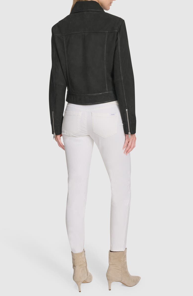 Andrew Marc Luneta Suede Trucker Jacket, Alternate, color, Black