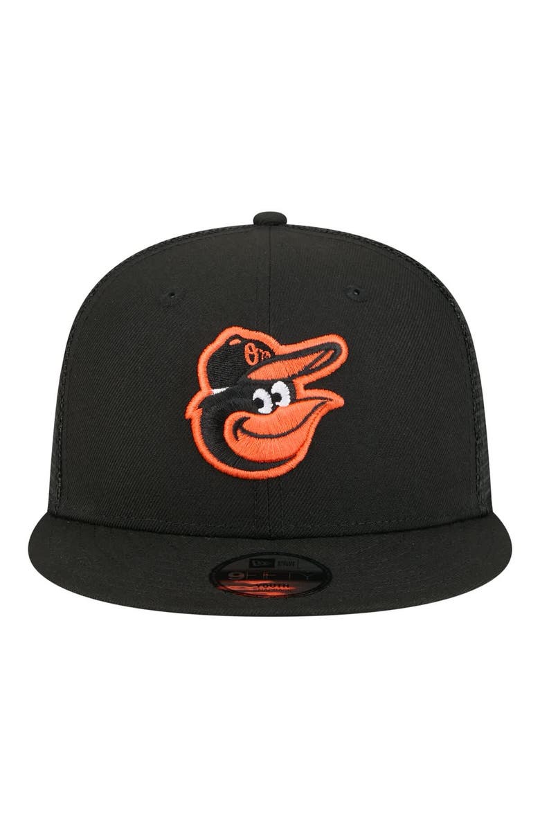 New Era Youth New Era  Black Baltimore Orioles 9FIFTY Trucker Snapback Hat, Alternate, color, Black