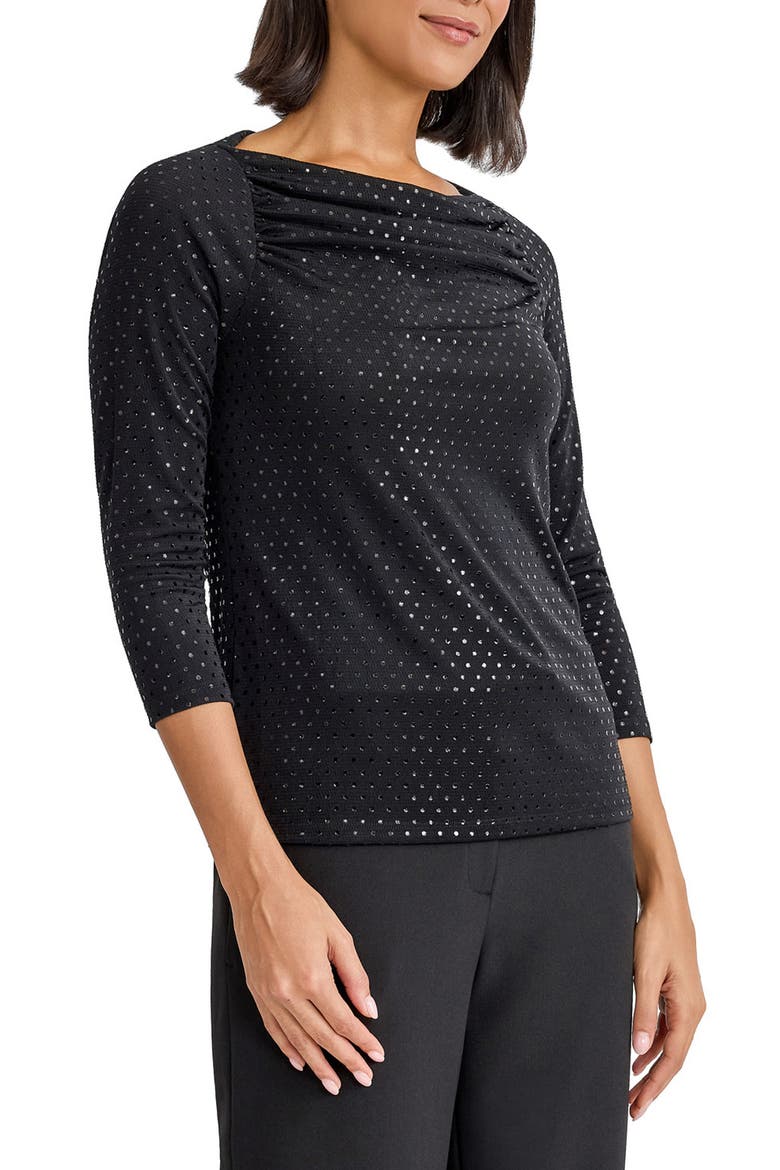 Sequin Cowl Neck Top, Alternate, color, BLACK/ GOLD