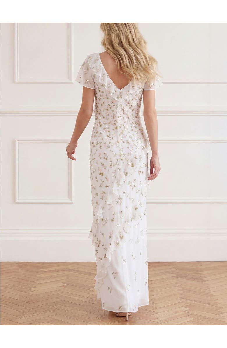 Needle & Thread Meadow Ditsy Georgette Gown, Alternate, color, Swan White/Peach