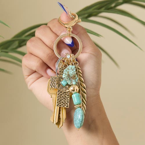 Jessica Simpson Bead Keychain With Charms In Gold