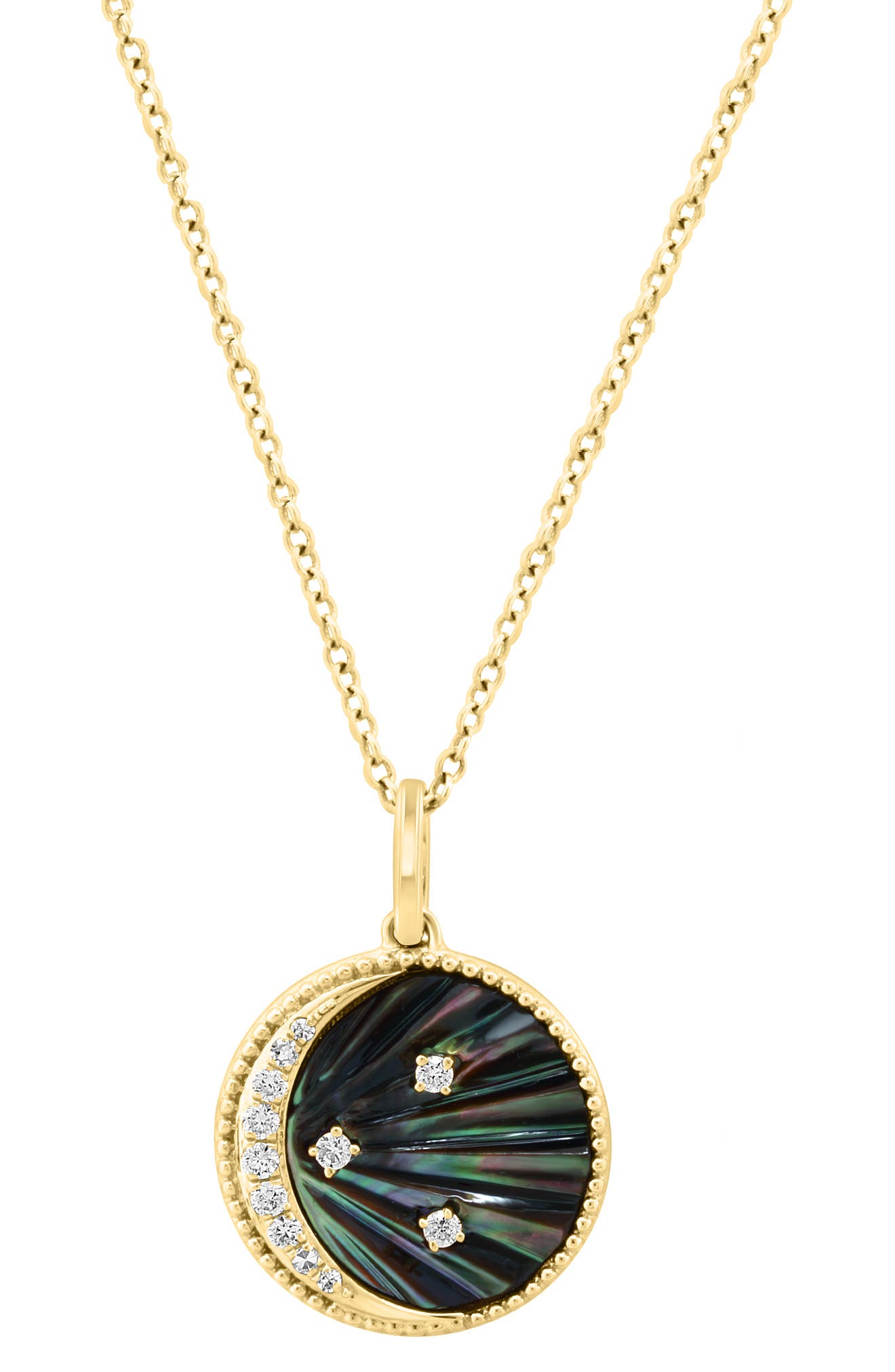 EFFY Malachite & Diamond Moon Pendant Necklace - 0.08ct.