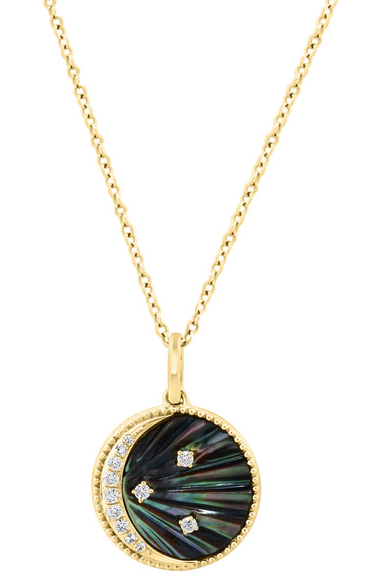 EFFY Malachite & Diamond Moon Pendant Necklace - 0.08ct., Main, color, 