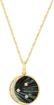 EFFY Malachite & Diamond Moon Pendant Necklace - 0.08ct.