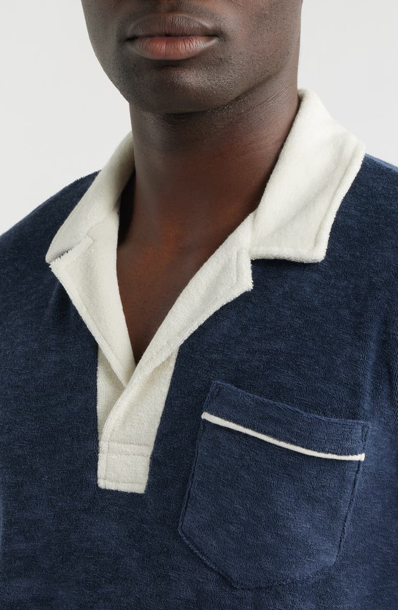 Marine Layer Emilio Vintage Terry Polo, Alternate, color, Navy/White