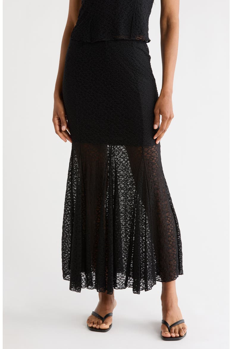 Lace Midi Skirt, Main, color, BLACK