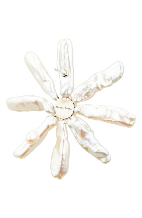 Simone Rocha Blooming Flower Baroque Pearl Earrings In White