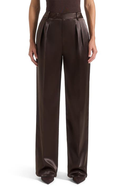 Julie Satin Tailored Twin Pleat Trousers