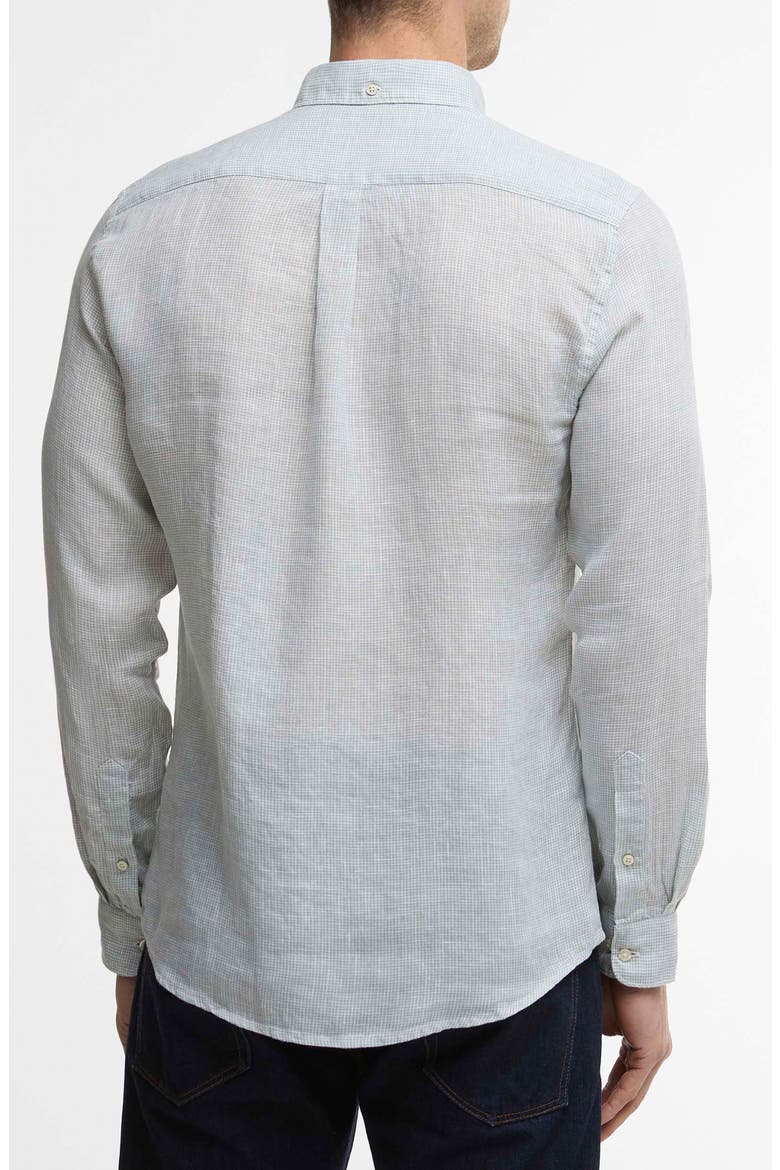 Linton Tailored Fit Check Linen Button-Down Shirt, Alternate, color, SLATE