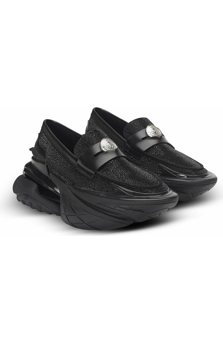 Balmain Unicorn Loafers In Rhinestone Calfskin, Alternate, color,