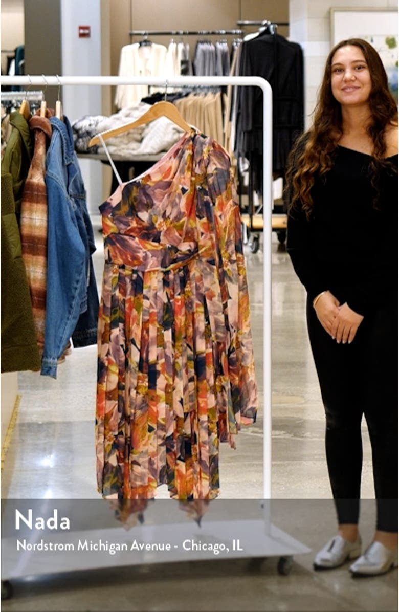Lilah Floral One-Shoulder Chiffon Gown, sales video thumbnail
