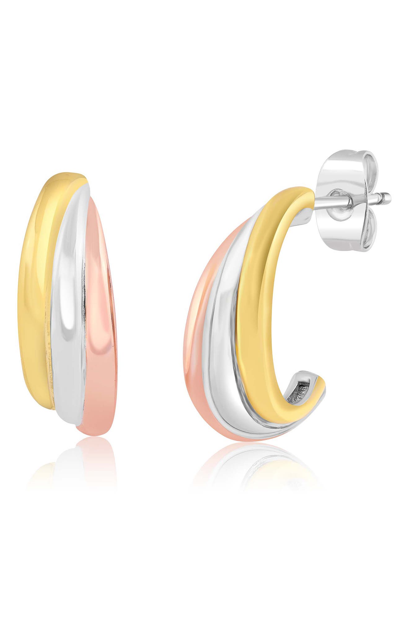 Triple Row Three-Tone Hoop Earrings