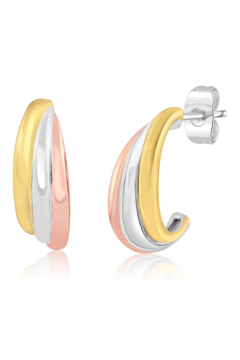 Triple Row Three-Tone Hoop Earrings, Main, color, THREE-TONE
