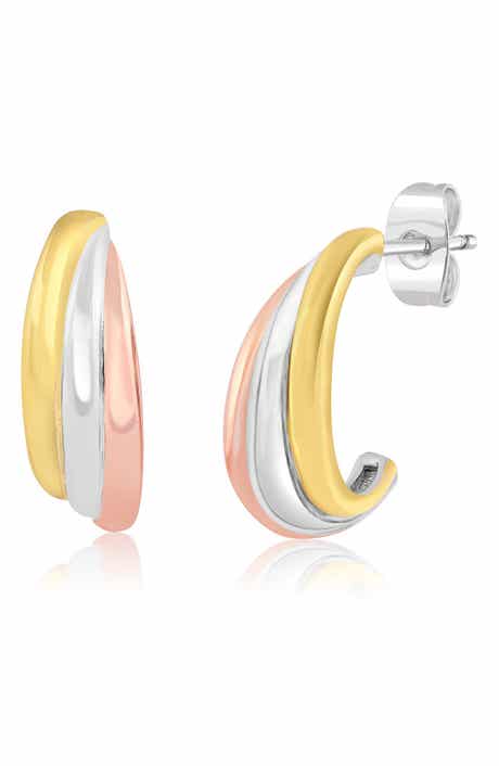 Triple Row Three-Tone Hoop Earrings