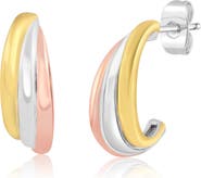 Sienna Vale Triple Row Three-Tone Hoop Earrings