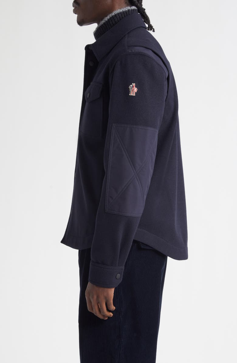 Moncler Logo Patch Shirt Jacket, Alternate, color, Navy Blue
