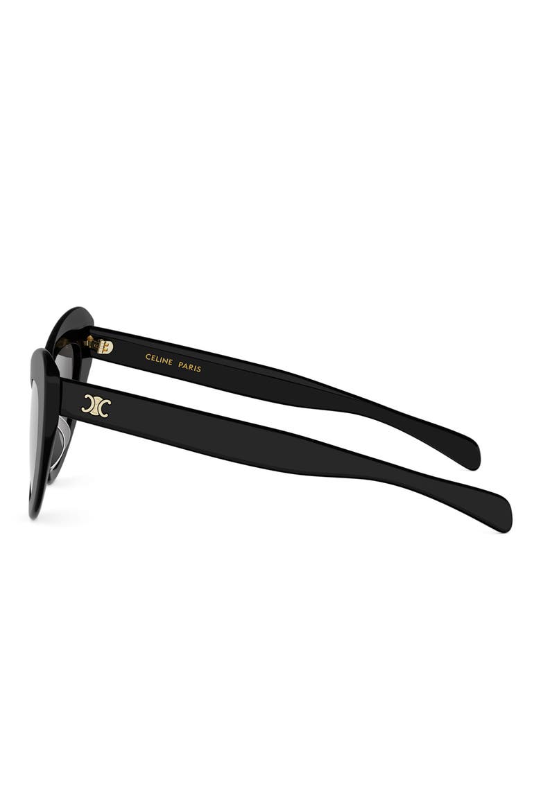 Triomphe 55mm Cat-Eye Sunglasses, Alternate, color, SHINY BLACK / SMOKE