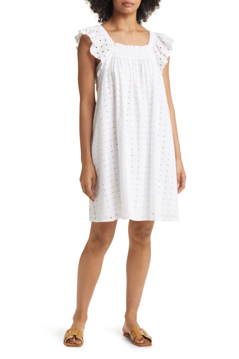 Matching Family Moments Broderie Anglaise Cotton Dress, Main, color, WHITE