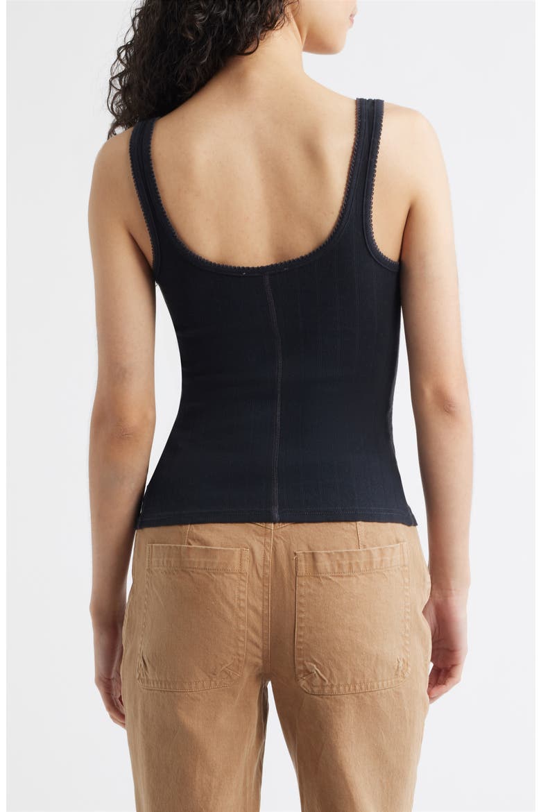 End Game Pointelle Button-Up Tank, Alternate, color, BLACK