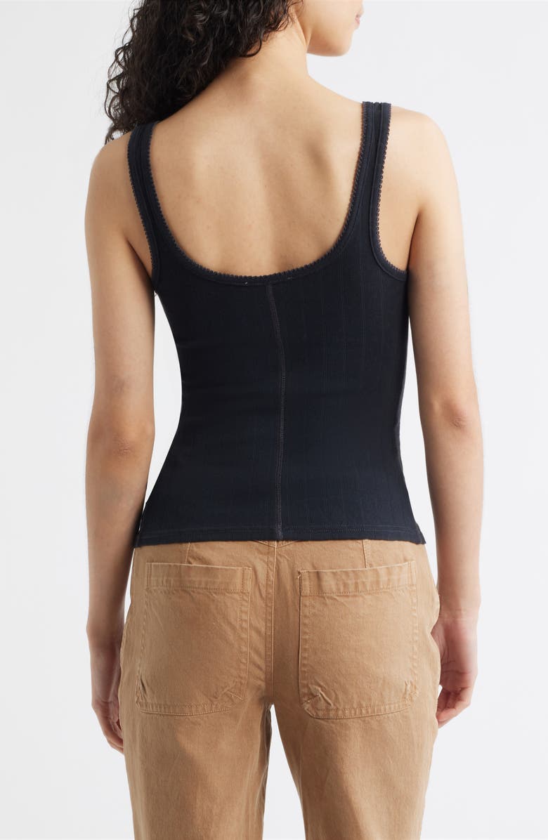 Free People End Game Pointelle Button-Up Tank, Alternate, color, Black
